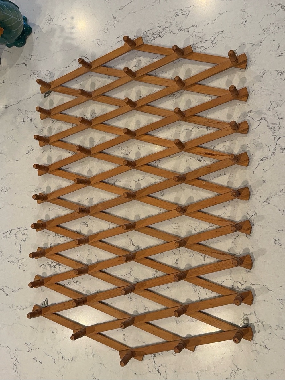 Vintage Extra Large Wooden Accordion 49 Peg Rack Wall Mount Expandable